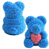 Vente en gros Cadeau Saint Valentin Fleur artificielle savon rose Petits ours en peluche 40 cm Diamant Rose Ours