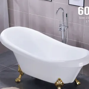 Avrupa tarzı antika renk serbest duran küvet Clawfoot beyaz akrilik banyo