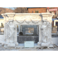 Décoration d'intérieur en pierre naturelle sculptée à la main en marbre blanc Statue de femme cheminée