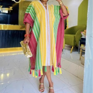 Nuevos Vestidos Holgados con Flecos Africanos para Mujer, Estilo Manga Murciélago, Frescos y Hermosos - Product Image 1