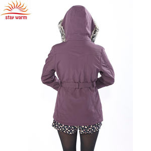 Imperméable pour femmes, Trench-Coat violet, veste chauffante, avec capuche détachable - Product Image 4