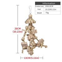 Vente en gros de jouets pour oiseaux jouet à mâcher en bois naturel tressé de maïs cage à oiseaux jouets pour perroquet perroquet perruche Finch ara