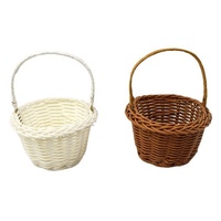 Panier de rangement en rotin en gros pour la décoration, mini panier cadeau pour enfant, panier à fleurs marron et blanc en plastique tressé fait main