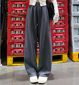 Pantalons larges décontractés rétro simples pour femmes avec logo personnalisé, pantalons amples à jambes larges, taille haute, pantalons de <span class=keywords><strong>jogging</strong></span> pour femmes - Product Image 5