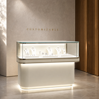 Vitrine d'îlot moderne de luxe à LED, écologique et durable, pour salles de présentation de bijoux haut de gamme, couleurs personnalisables