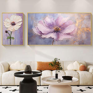 Peinture à l'huile sur toile de fleur de <span class=keywords><strong>grand</strong></span> <span class=keywords><strong>format</strong></span> de style moderne décoration d'art mural imprimé pour la base de support de papier de <span class=keywords><strong>salon</strong></span> vente en gros - Product Image 1