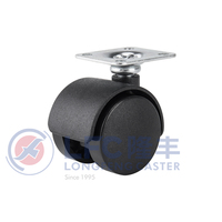 Roue pivotante fixe noire en nylon de 52 mm pour mobilier industriel, sans frein, garantie 1 an, du fabricant fournisseur