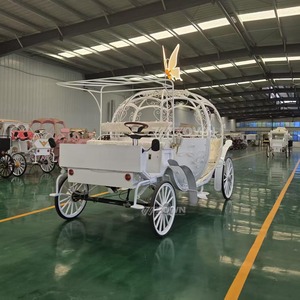Carrosse électrique blanc en forme de citrouille avec décorations de papillons pour séances photo de mariage et défilés scéniques - Product Image 3