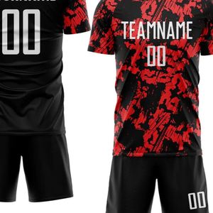 ชุดฟุตบอลสีดำแดง เสื้อและกางเกงขาสั้น ชุดฟุตบอลสำหรับการแข่งขัน ลีก ฝึกซ้อม ทัวร์นาเมนต์  ขายชุดกีฬา - Product Image 4