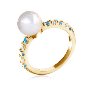 Fancy Design Ring mit <span class=keywords><strong>Swarovski</strong></span> Pearl Daisini Zirkonia 925 Sterling Silber Eleganter Damen Schmuck ring verziert - Product Image 6