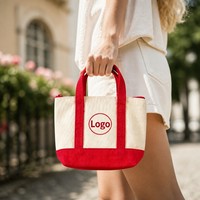 Sac fourre-tout personnalisé pliable en toile brodée bicolore avec fermeture éclair, mini pochette de rangement pour accessoires, pièces de monnaie et clés