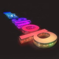 Lettres lumineuses LED personnalisées effet miroir brillant RGB perforées pour décoration de bar, événement, boutique, avec télécommande