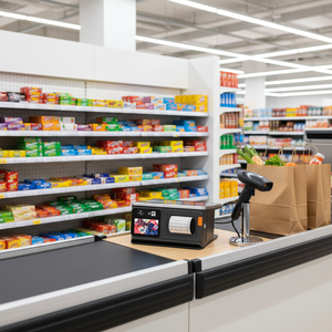 Système de point de vente mobile HP-68 pour supermarché, Intel Pentium, Android 13.0, écran tactile IPS 8 pouces, imprimante thermique, lecteur de codes-barres 2D, NFC - Product Image 1