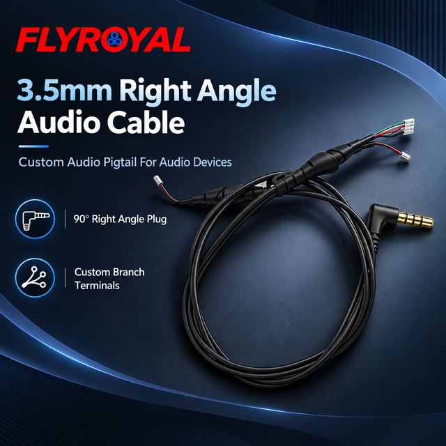 3.5mm Right Angle Audio Cable 4 Pole Male TRRS Plug PVC Jacket Multi-Branch Terminal Leads Speaker Computer Custom Audio Pigtail