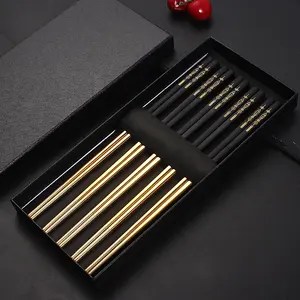 寿司筷子304不锈钢食品级方形中国银金属筷子可重复使用筷子厨房工具