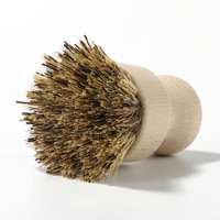 Brosse de nettoyage manuelle exclusive pour cuisine, en bois de hêtre et sisal, à manche court, pour vaisselle, assiettes et casseroles en bois, pour usage transfrontalier