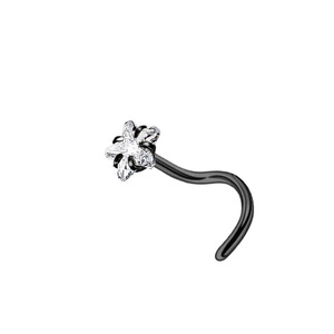 Piercing de Nariz en Forma de S de Acero Inoxidable con Zirconia en Forma de Estrella, Joyería Corporal de Moda para Mujer, Disponible en 4 Colores - Product Image 5