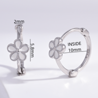 Maßgefertigte Klassische Unisex-Ohrringe Rhodium-Plattiert Epoxid-Blumen Huggie 925 Sterling Silber Feiner Schmuck