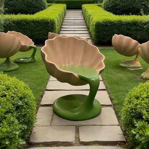 <span class=keywords><strong>Chaise</strong></span> de jardin moderne en forme de coquille, mobilier de patio de luxe au design fluide, siège sculptural en FRP imperméable pour villa - Product Image 1
