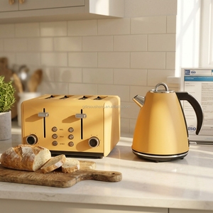 Ousheng Retro Design <strong>4</strong>-Slice Stainless Steel <strong>Toaster</strong> <strong>and</strong> Electric <strong>Kettle</strong> <strong>Set</strong> Breakfast <strong>Set</strong> Customized Logo Household Application - Product Image 2