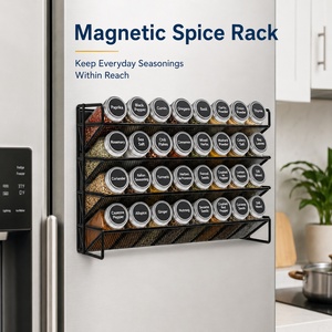 Étagère à épices magnétique en acier au carbone pour cuisine, organisateur 4 niveaux, <span class=keywords><strong>support</strong></span> latéral pour réfrigérateur, <span class=keywords><strong>support</strong></span> pour bouteilles d'assaisonnement, étanche - Product Image 2