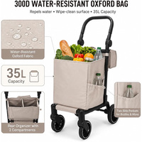 Chariot de courses pliable de qualité supérieure avec frein à pied monophasé, grandes roues EVA à glissement fluide, sac résistant à l'eau de 35 L
