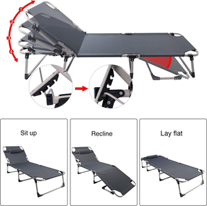 Foldable Adjustable 4-Position Reclining Modular 600D Oxford Metal Steel Frame Non-Inflatable Customized Color Carrying Bag - Product Image 2