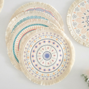 Set de table nordique en tissu à pompons, résistant à la chaleur, dessous de plat anti-brûlure, <span class=keywords><strong>tapis</strong></span> décoratif bohème pour la maison - Product Image 3