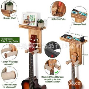 Wooden <b>Wall</b> <b>Hanging</b> Rack With Hooks For Ukulele And Display <b>Storage</b> Living Room <b>Wall</b> Mounted Type Rectangle Shape - Product Image 5