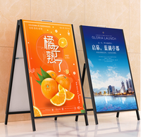 Stand Poster Lipat Luar Ruangan A-Frame Heavy Duty Ramah Lingkungan 24 X 36 Inci Berbahan Logam Krom, Modern, Dua Sisi, Portabel