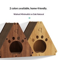 Maison pour chat en carton écologique en forme de triangle moderne, lit-griffoir durable en papier ondulé, respirant, pour intérieur