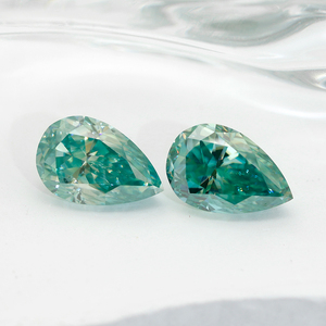 Piedras Sueltas de Moissanita Creadas en Laboratorio con Certificación GRC, Forma de Pera, Verde Oliva, Pulimentadas, de 4x6-10x14mm para la Fabricación de Pendientes - Product Image 2