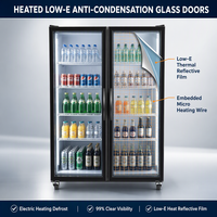 Réfrigérateur commercial à porte vitrée triple ou double sur mesure pour boissons, vitrine réfrigérée pour bières et vins pour bars, clubs et pubs