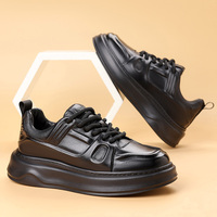 Baskets en cuir noir pour hommes Printemps 2026 – Chaussures décontractées polyvalentes avec semelles épaisses et design rehaussant la taille