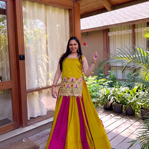 Women Embroidered Lehenga Choli Set Cotton Traditional Ethnic Wear India Pakistan Spring Summer Daily Outfit - Product Image 1