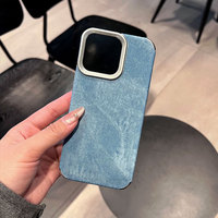 Coques de téléphone antichoc en jean style cowboy rétro pour hommes, texture tissu, protection arrière pour iPhone 17, 16, 15, 18 Pro Max