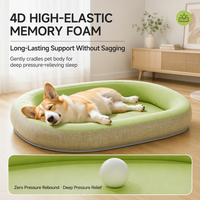 Lit pour chien imperméable, lit pour animaux de compagnie en mousse à mémoire de forme ovale, lavable, antidérapant, avec rebord, lit pour chat, OEM ODM personnalisé pour les petits chiens