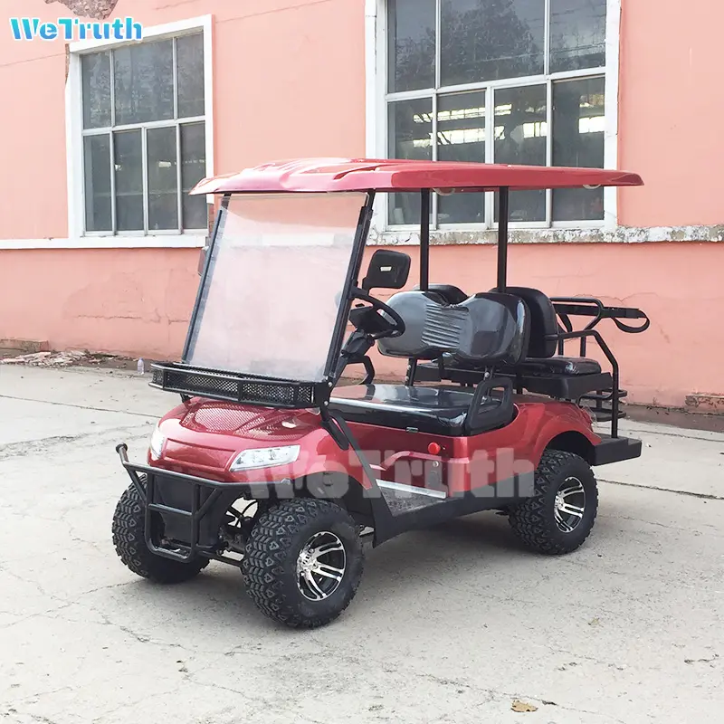 Wetruth China Kleur Logo Custom Club Auto 500 Gas Golfkarretjes Elektrisch Aangedreven Rood 2 + 2 Stoelen Te Koop