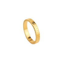 Cincin Gelombang Tipis Minimalis Gaya INS Eropa Amerika, Baja Anti Karat Berlapis Emas 18k Model JZ200