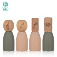 Emballage YAN, écologique, vert mat, flacon en verre de 12 ml avec bille roulante/spray, bouchon en bois gravé sur mesure, huile essentielle, parfum, cosmétique