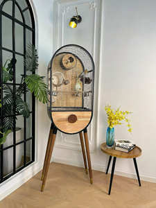 Grande cage à perroquets en fer et bois, volière d'intérieur de luxe pour calopsites, manoir architectural moderne pour oiseaux avec un design spacieux - Product Image 5