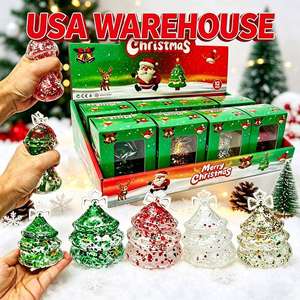 Squishy Arbre de Noël à paillettes rempli de maltose, à remontée lente, anti-stress, jouet à presser, entrepôt USA - Product Image 1