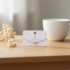 Bracciale Libra in acciaio inossidabile con diamanti, gioielli con segno zodiacale da 12 mm per donna - Product Image 3