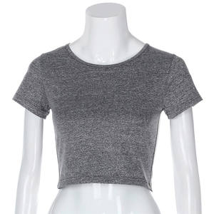 Commercio all'ingrosso Casuale delle Donne Girocollo Manica Corta Soild Crop Top T-Shirt di Base - Product Image 2