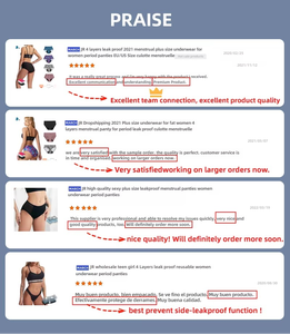 Mutande a vita alta in cotone da donna Wirarpa, culotte antibatteriche a tinta unita, culotte mestruali, biancheria intima per il ciclo. - Product Image 5