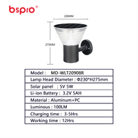 Lampe murale solaire de sécurité Bspro, indice de protection IP65, pour usage extérieur en jardin, LED, montage mural