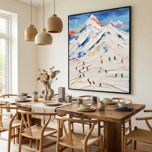 Pintura al Óleo de Paisaje de Montaña Impasto, Pintura a Mano sobre Lienzo con Textura, Pintura Abstracta Minimalista para Pared - Product Image 4