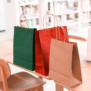 Custom Logo Green <b>Paper</b> Tote <b>Bags</b>, Recyclable Kraft <b>Paper</b> <b>Carrier</b> <b>Bags</b> for Retail Store & Business Gift Giving - Product Image 5