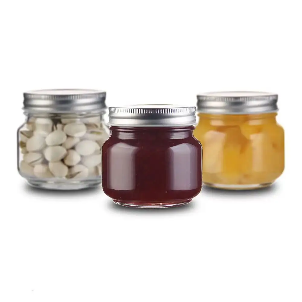 Muestra gratis personalizada 5 oz 8 oz 12 oz 24 oz 32 oz Glass Canning Mason Jar para alimentos enlatados