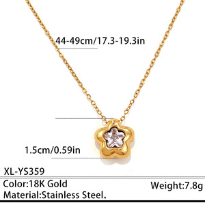 Collana con Ciondolo in Acciaio Inossidabile con Cornice Ovale e Zirconi, Charm a Cuore, Fiore e Rettangolo in Acciaio al Titanio, Catena Sottile, Gioielli Moda Donna - Product Image 6